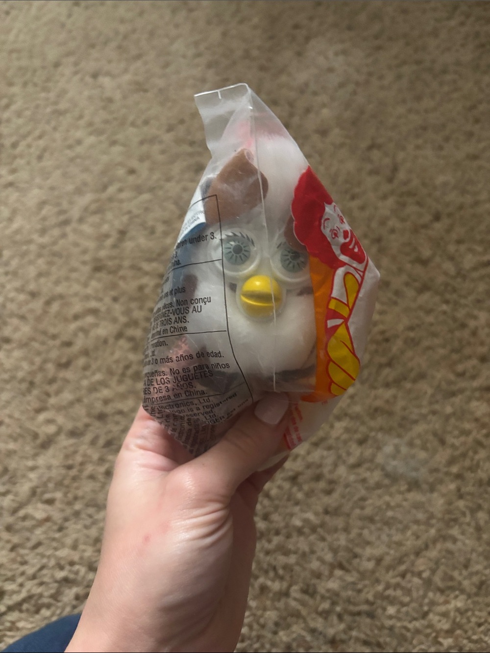 White Furby Plush in Sealed McDonald’s Happy Meal Pack